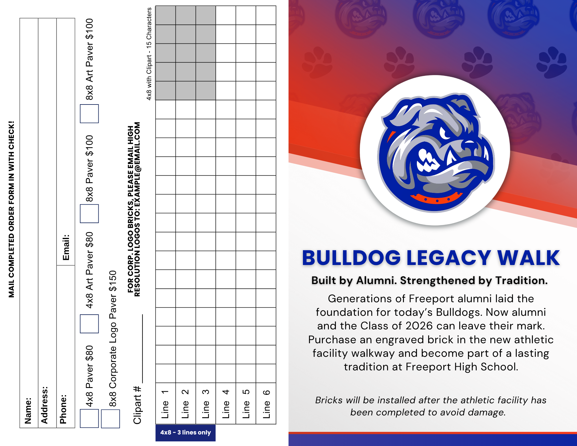 campaign flyer for engraved brick fundraiser
